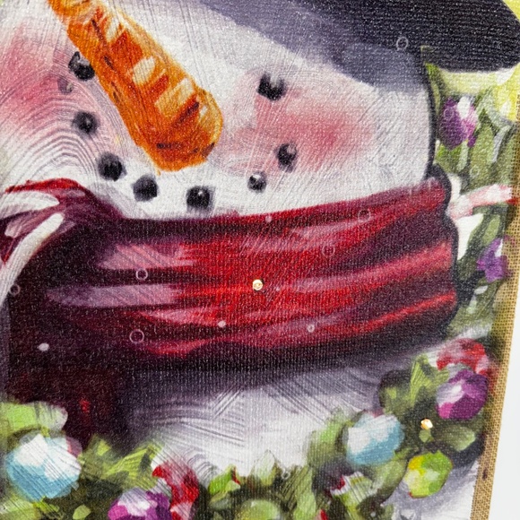 Collectible/Rare Pier 1 Imports Snowman Lighted Glitter Canvas Christmas Wall - Picture 6 of 10